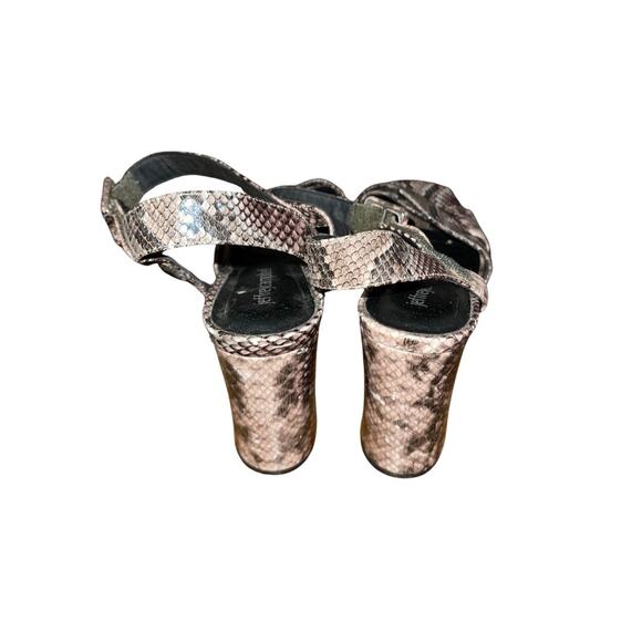 Jeffrey Campbell "Amma" Snake Print Platform Shoes Size 7.5 BLock Heel Open Toe - Picture 3 of 6